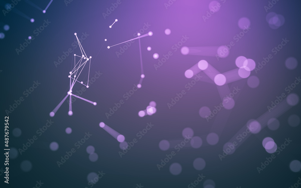 Abstract background. Molecules technology with polygonal shapes, connecting dots and lines. Connection structure. Big data visualization.