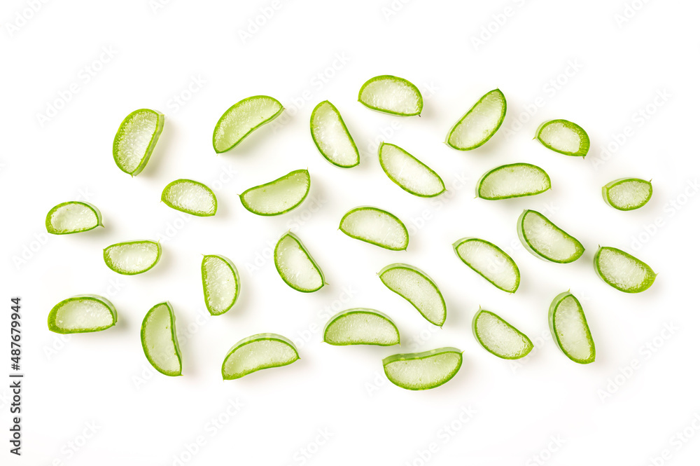 Fresh Aloe Vera sliced on white background. Fresh Aloe Vera sliced on white background.