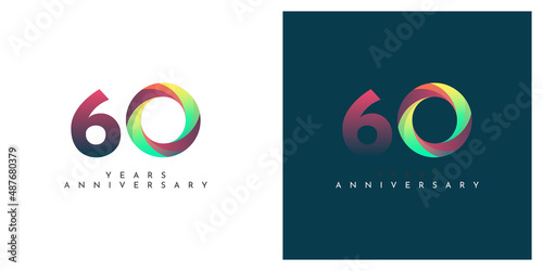 60 Years anniversary celebration illustration template design