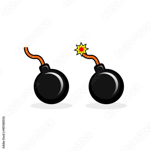 doodle bomb in 2D style. cartoon icon explode