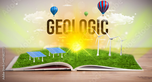 Open book, renewable energy concept