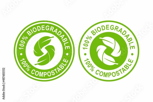 100% biodegradable and compostable badge logo design. Suitable for business, web, nature, environment and product label