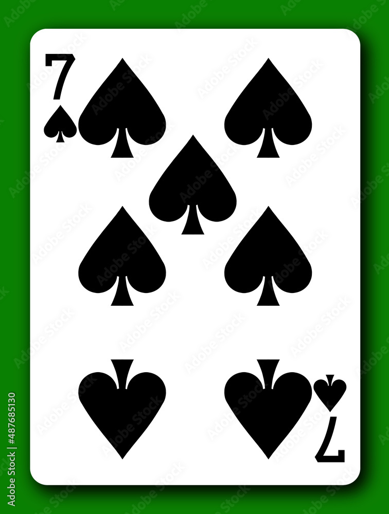 7 Seven of Spades playing card with clipping path 3d illustration Stock ...