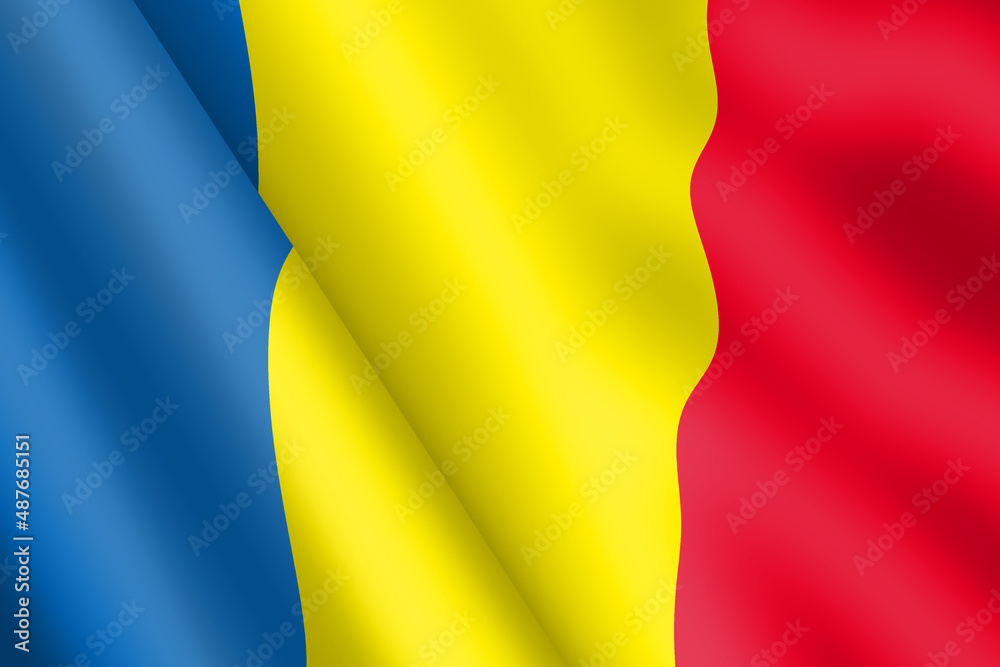 Romania waving flag 3d illustration wind ripple Romania waving flag 3d illustration wind ripple