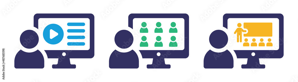 Webinar icon set. Video conference icon isolated on white background. Webinar icon set. Video conference icon isolated on white background.