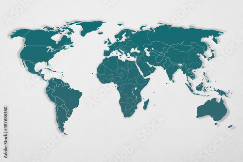World map on paper background with for isolated on white background. Design blue map texture template for border frame  website pattern  annual report  Infographics and travel area.