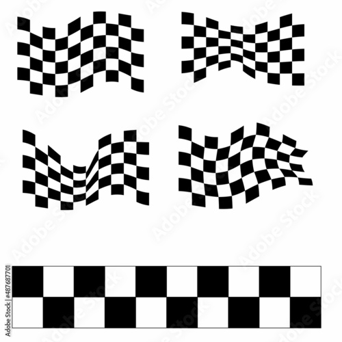 set of checkered flag vector on isolated background template
