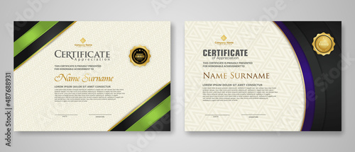 Certificate template with luxury badge and elegance modern pattern background. for appreciation, achievements, award, business, and education needs. vector illustration