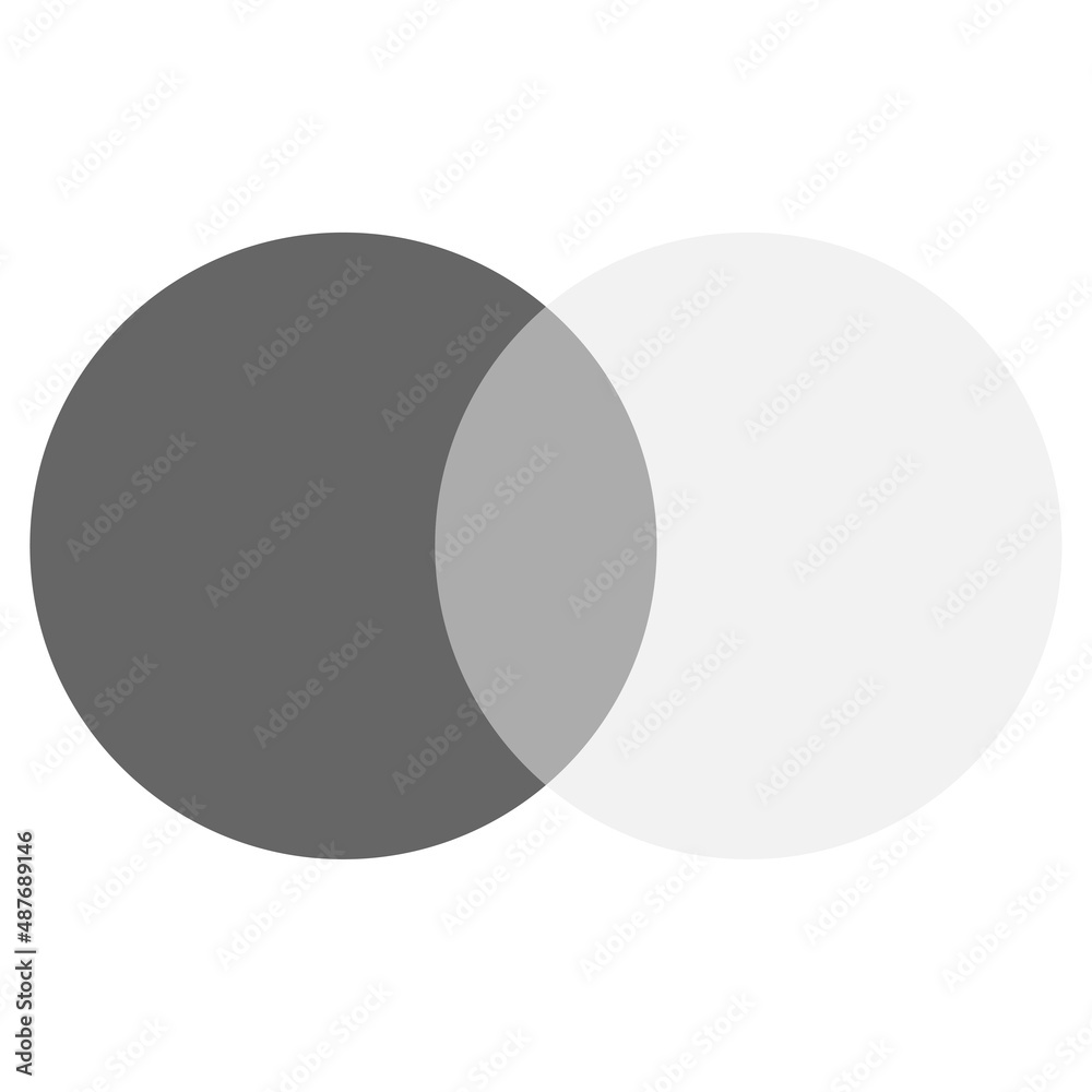 Dark gray and light gray intersecting circles. Geometric element. Business circle. Vector illustration. stock image. 