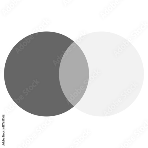 Dark gray and light gray intersecting circles. Geometric element. Business circle. Vector illustration. stock image. 