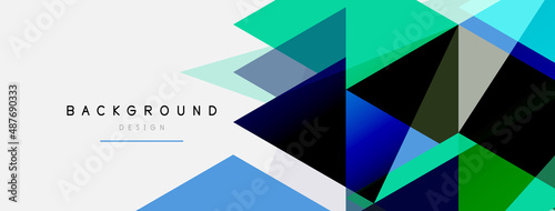 Color triangles composition, geometric abstract background. Techno or business concept, pattern for wallpaper, banner, background, landing page