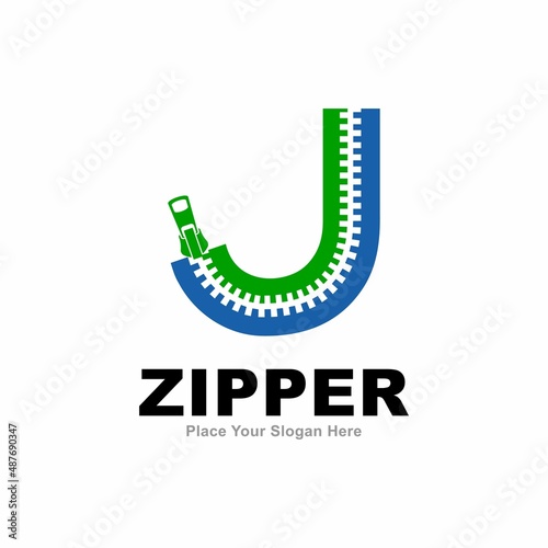 Letter J zipper logo vector design. Suitable for business, fashion design, initial name, poster, card and industry fashion symbol