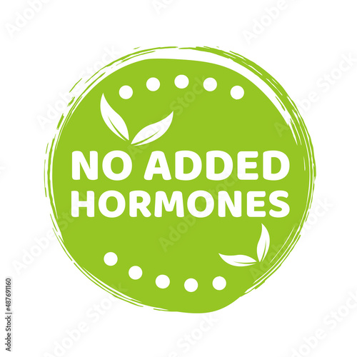 No added hormones green label in flat style on white background. Vector banner illustration