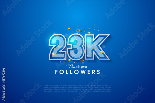 23k followers background with numbers illustration.
