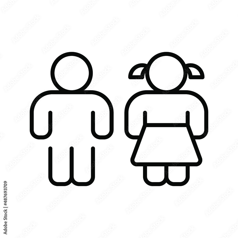 Boy and girl icon, two children sign. vector illustration