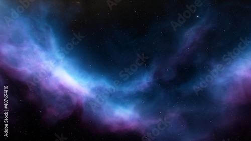 Colorful smoke clouds on dark background 3d render