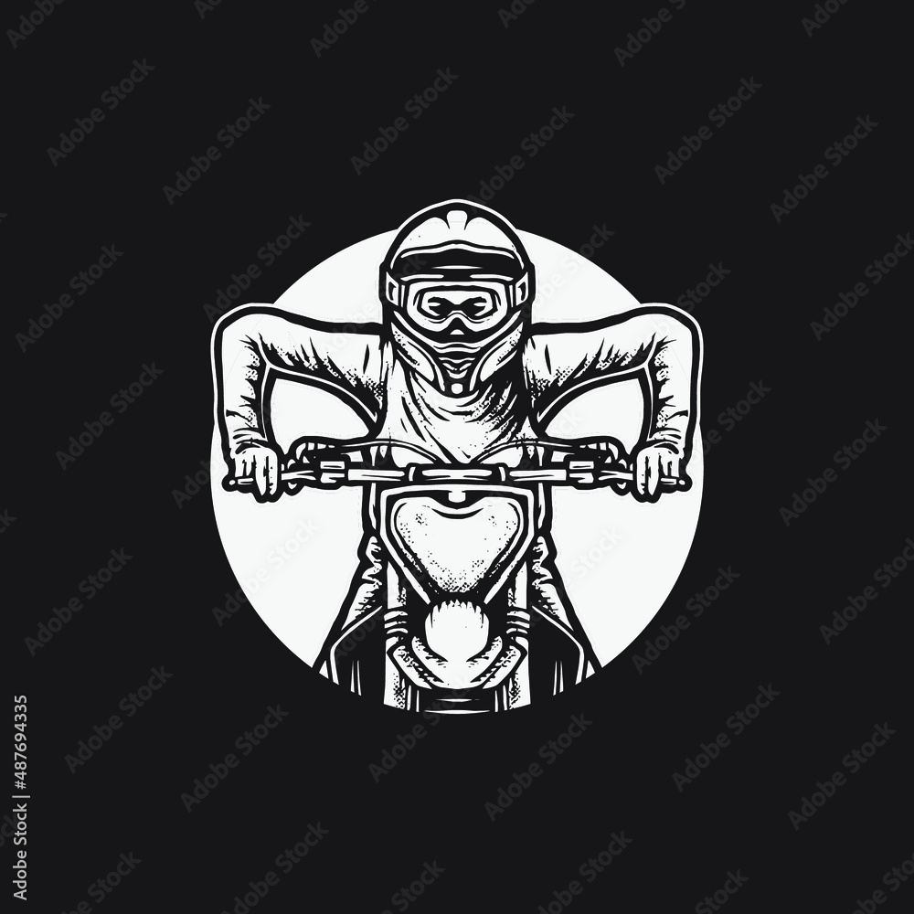 Motocross rider ride in motocross bike. Motocross illustration.