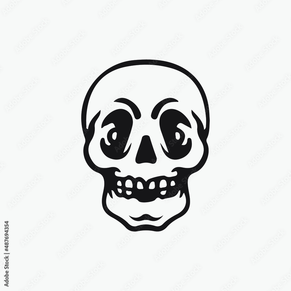 Fototapeta premium Human skull lineart isolated in white background.