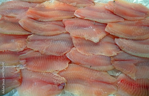 fillet of fish on the counter in the store