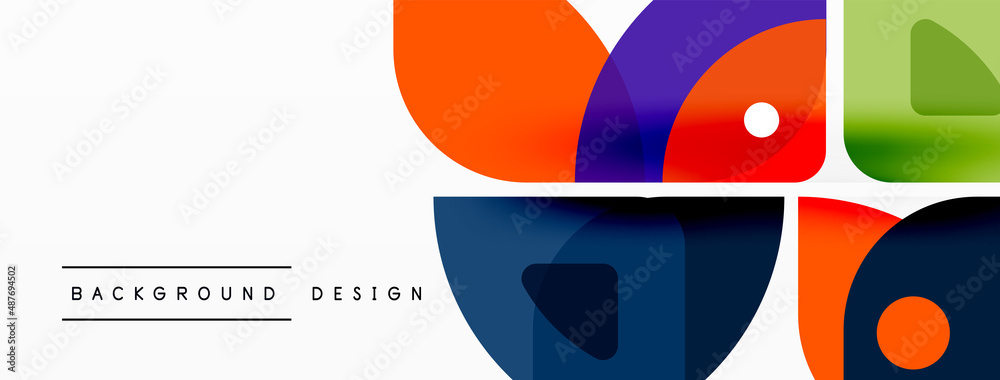 Colorful minimal geometric abstract background. Triangle shape with round elements, circles. Trendy techno business template for wallpaper, banner, background or landing Colorful minimal geometric abstract background. Triangle shape with round elements, circles. Trendy techno business template for wallpaper, banner, background or landing