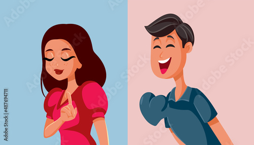 Man In Love Being Rejected by His Crush Vector Cartoon Illustration