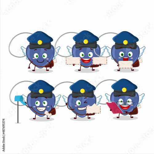 A picture of cheerful angel heart necklace postman cartoon design concept