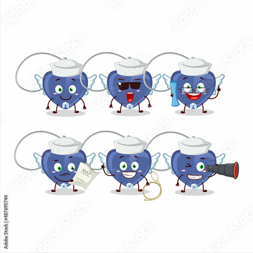 A character image design of angel heart necklace as a ship captain with binocular