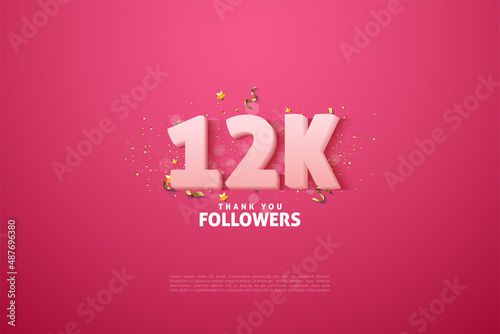 12k followers background with numbers illustration.
