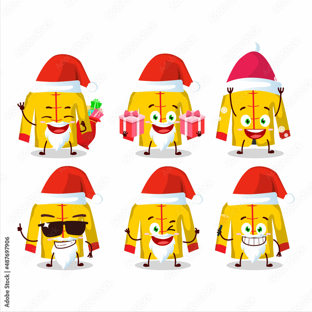 Santa Claus emoticons with yellow chinese traditional costume cartoon character Santa Claus emoticons with yellow chinese traditional costume cartoon character