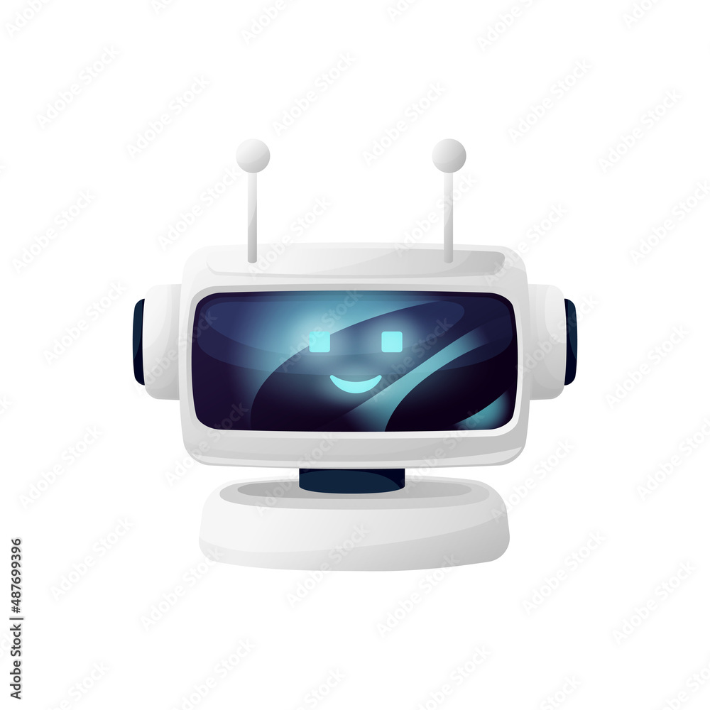 Virtual chatbot online artificial intelligence character isolated chatter  call center operator. Vector customer support bot, messenger application robot  bot, chatterbot or talk-bot, android assistant vector de Stock | Adobe Stock
