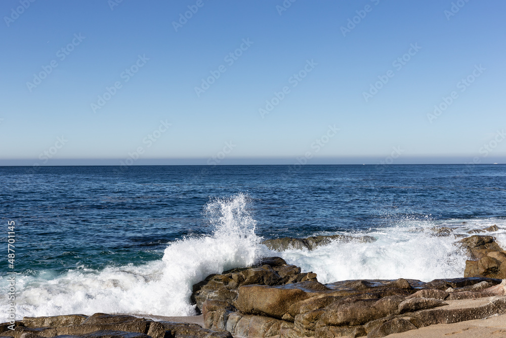 A view on the ocean coast with waves