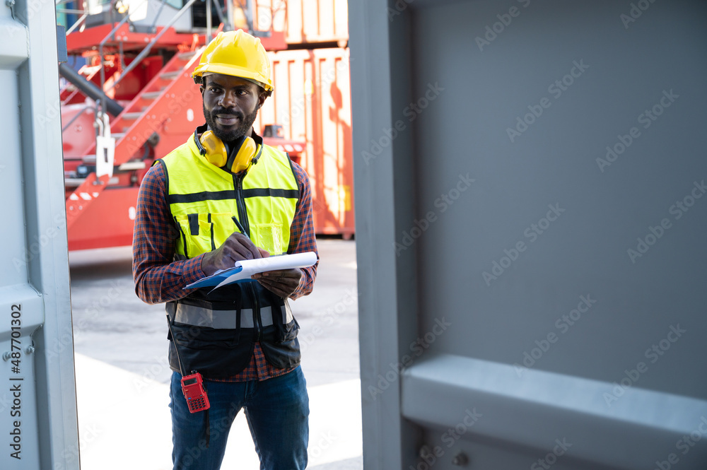 Foreman use clipboard checking with blue containers background	