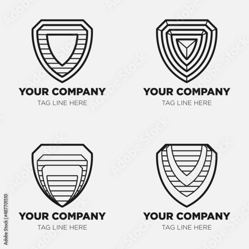 Shield logo icon template collection set design  generic line style