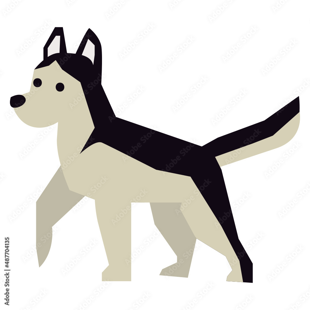 Siberian Husky vector illustration in flat color design