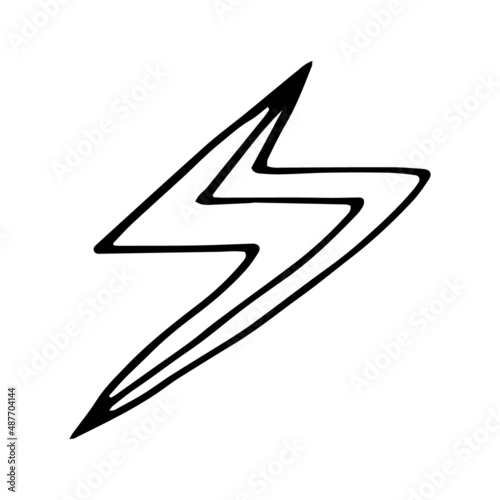 lightning hand drawn doodle, vector. icon, sticker.