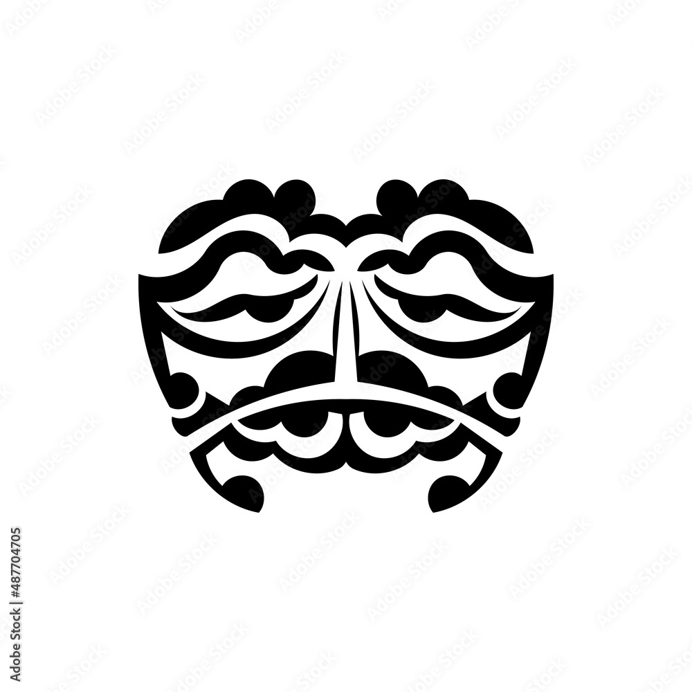 Samurai mask. Traditional totem symbol. Black tattoo in samoan style. Isolated on white background. Vector.