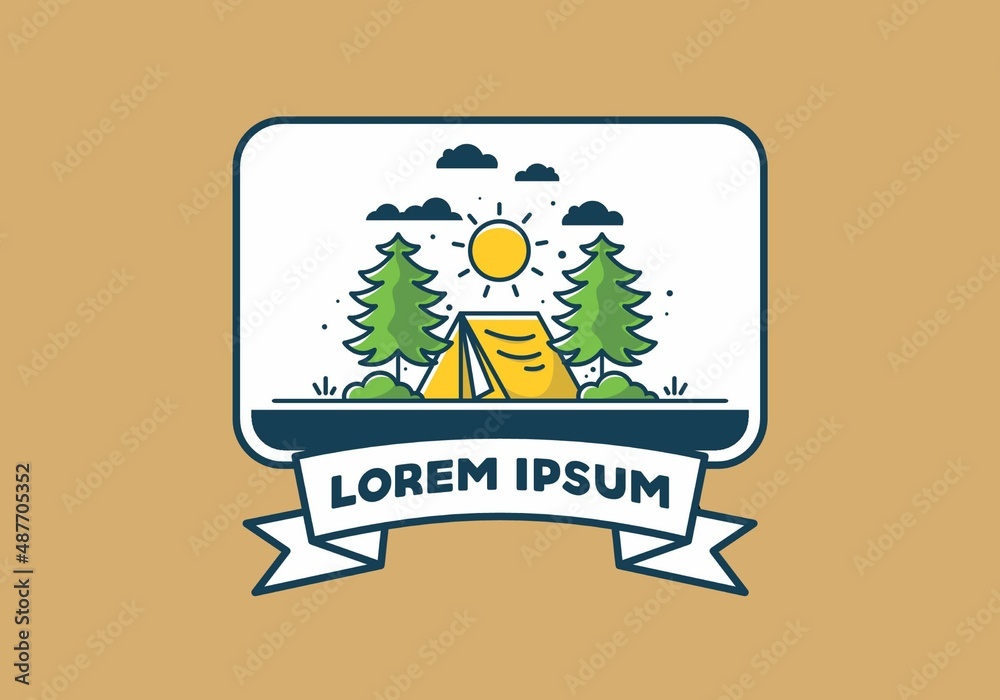 Fun camping with tent illustration