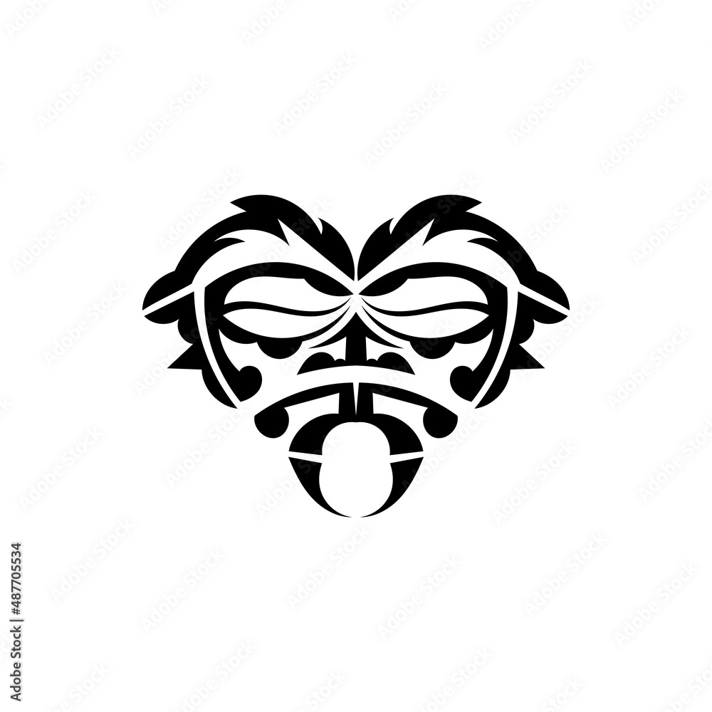 Tribal mask. Monochrome ethnic patterns. Black tattoo in samoan style. Isolated. Hand drawn vector illustration. Tribal mask. Monochrome ethnic patterns. Black tattoo in samoan style. Isolated. Hand drawn vector illustration.