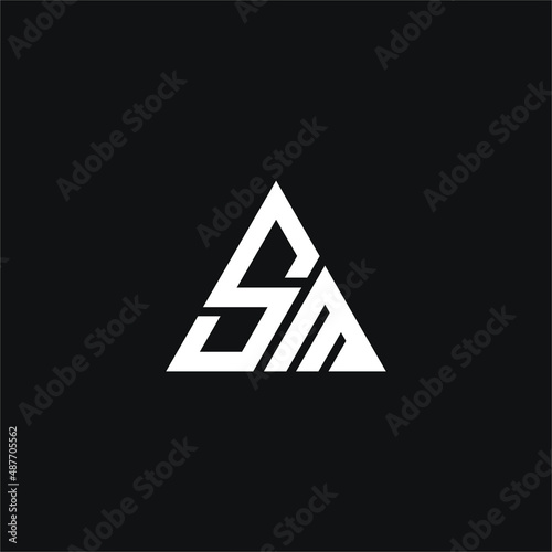 S and M letter with triangle logo concept vector stock illustration