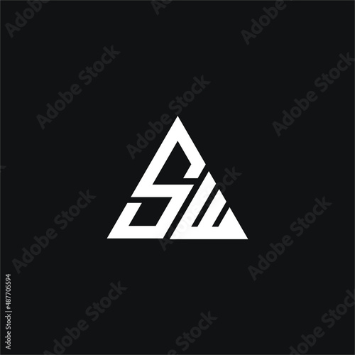 S and W letter with triangle logo concept vector stock illustration