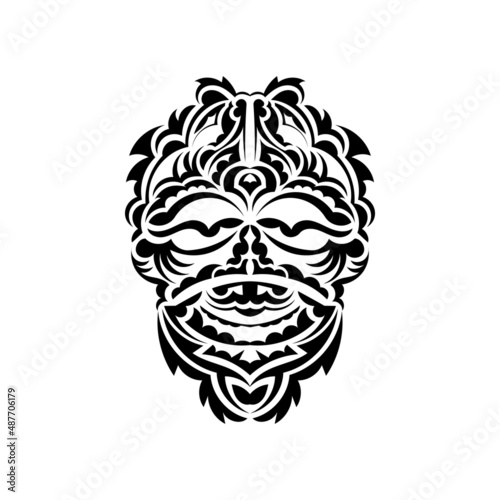 Tribal mask. Traditional totem symbol. Black tattoo in samoan style. Isolated. Vector. © Javvani