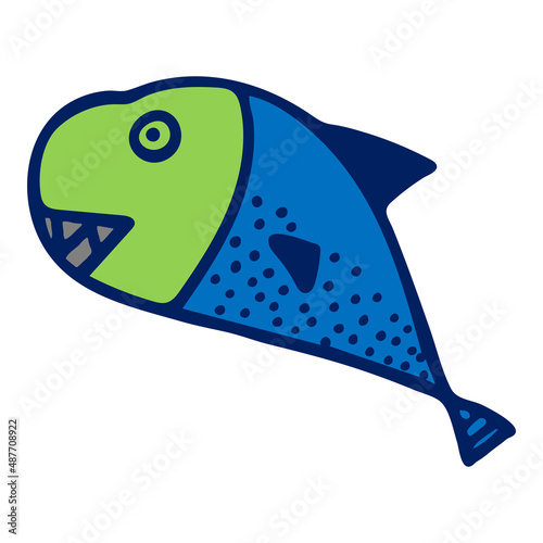 Vector colored whale, killer whale illustration on white background.