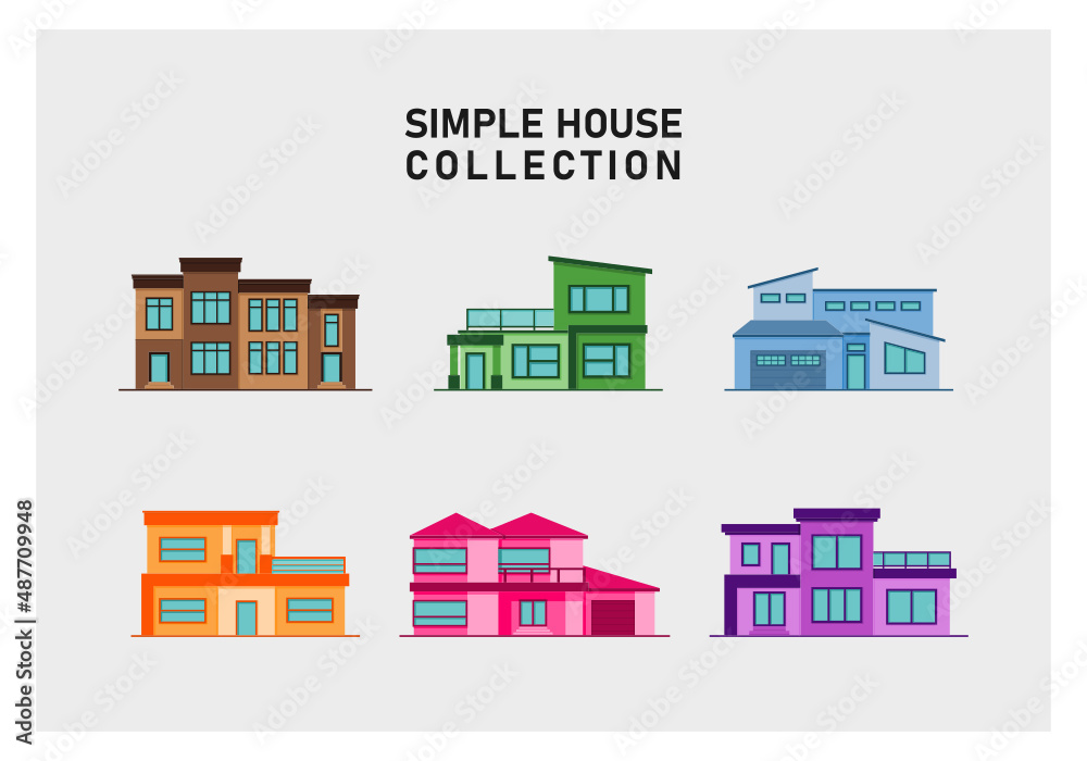 set of houses with different colors and models set of houses with different colors and models