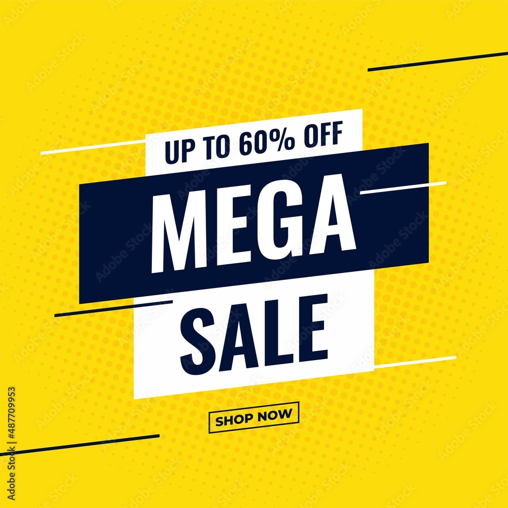 Fototapeta premium Sale banner template design, big sale special offer. end of season special offer banner. vector illustration. Mega sale up to 60% off. Sale banner.
