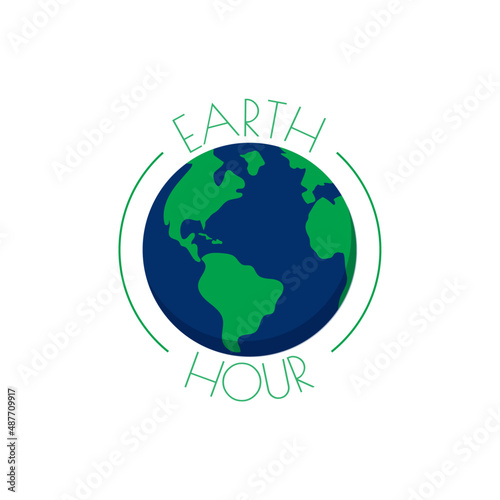 Earth hour badge campaign advertisement vector illustration. clean and simple eco friendly technology.