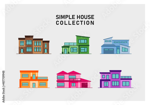 set of houses with different colors and models
