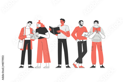The concept of reading day. People hold a book in their hands. Human character on white background. Flat design style minimal vector illustration