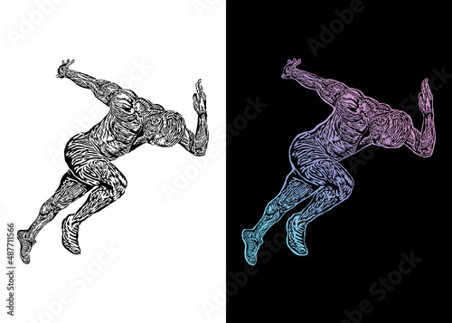 Obraz na płótnie Illustration runner in vector