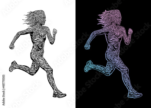 Illustration of a runner girl in vector