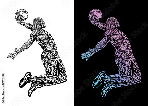 Illustration of a basketball player in a vector